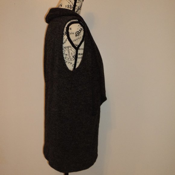 Loft Women's Size Small Sweater Vest Black Gray Sleeveless Pockets Collar - Picture 5 of 8